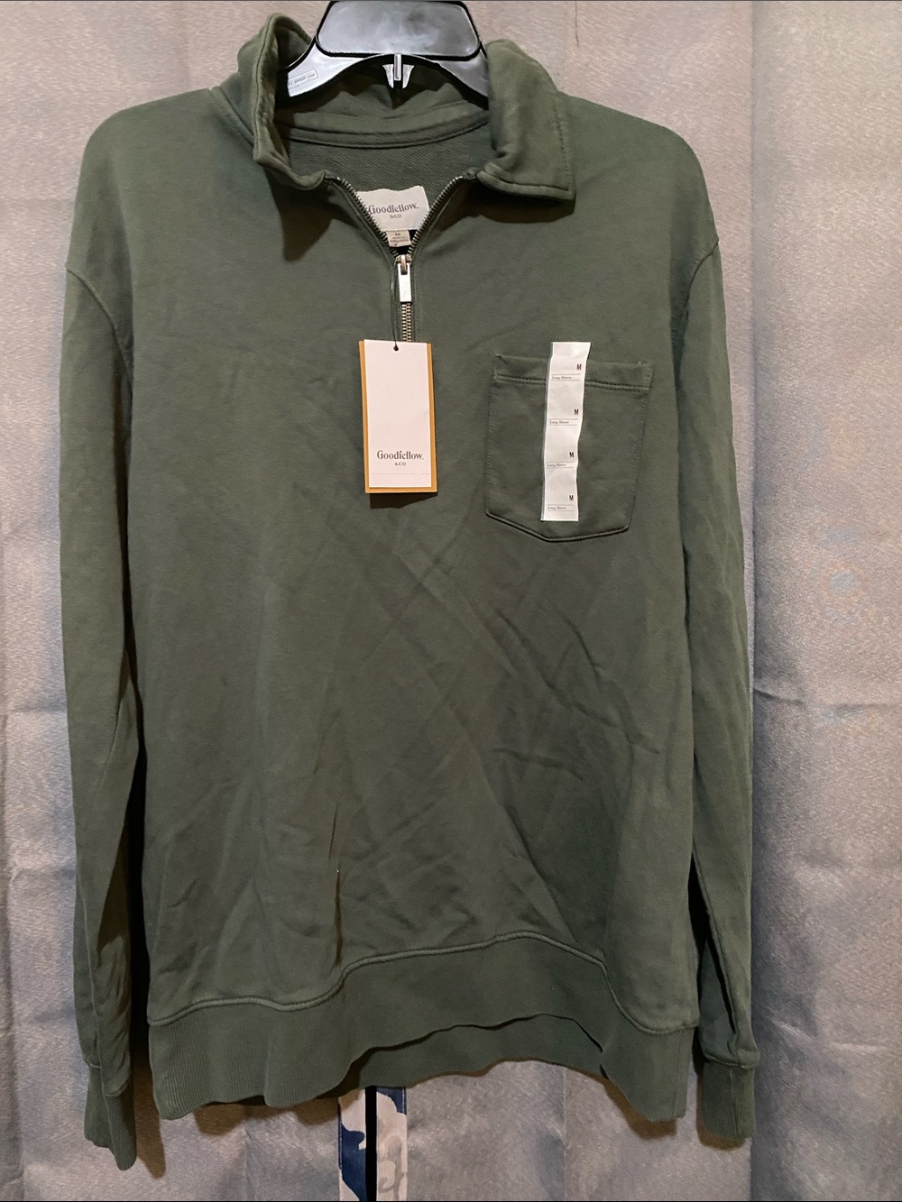 Goodfellow & Co Men’s Olive Green Half-Zip Pullover Sweatshirt